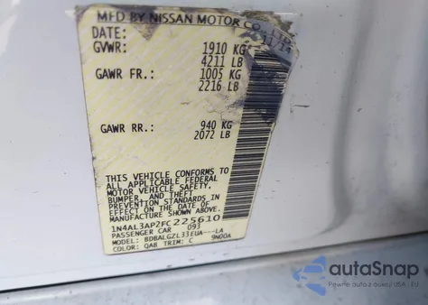 2015 Nissan Altima 2.5 S из США, поврежденный, VIN 1N4AL3AP2FC225610